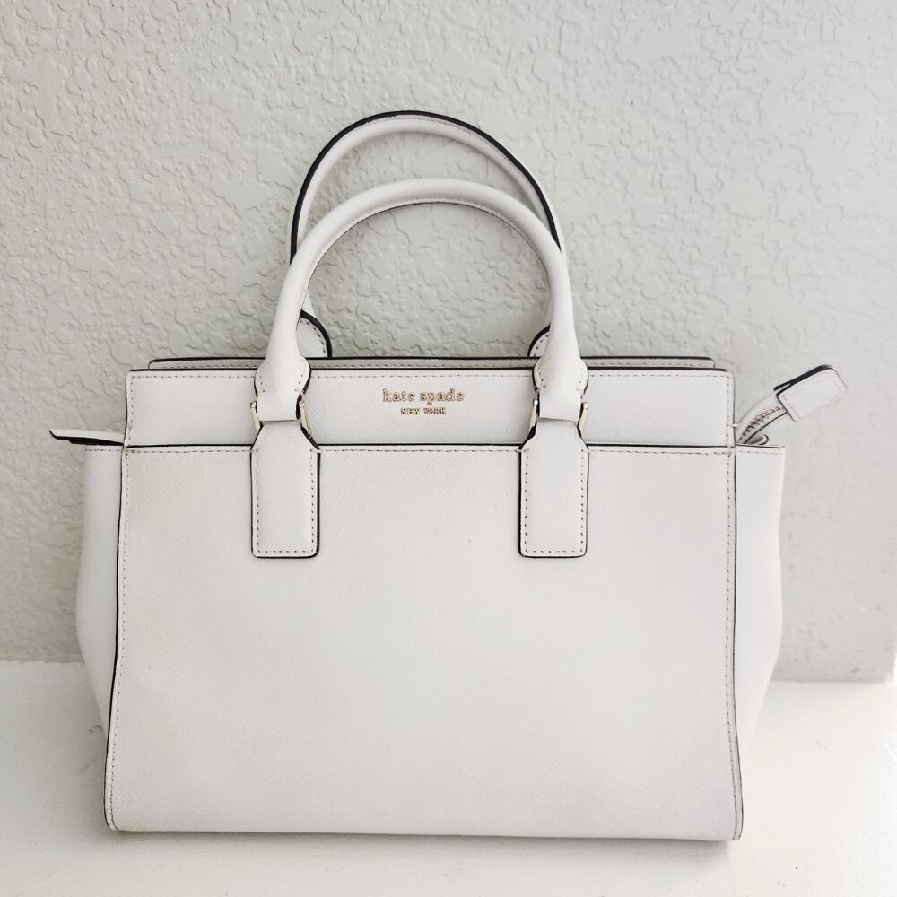 Euc Kate Spade NY White Leather Shoulder Bag Satchel Purse